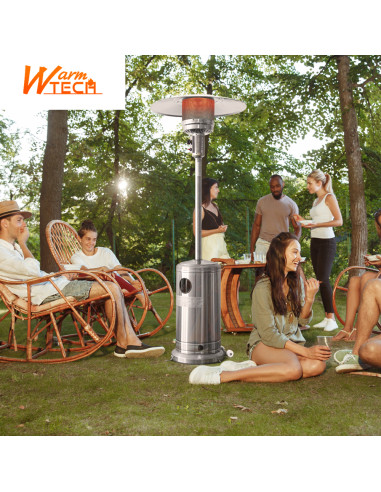 Chauffage de terrasse au gaz 13Kw en inox avec roues - Warm Tech