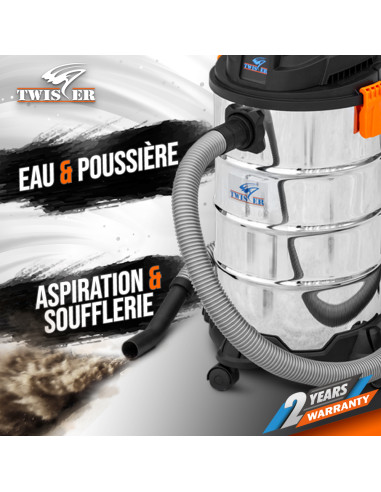 Aspirateur eau et poussières 1250W - 30L Inox