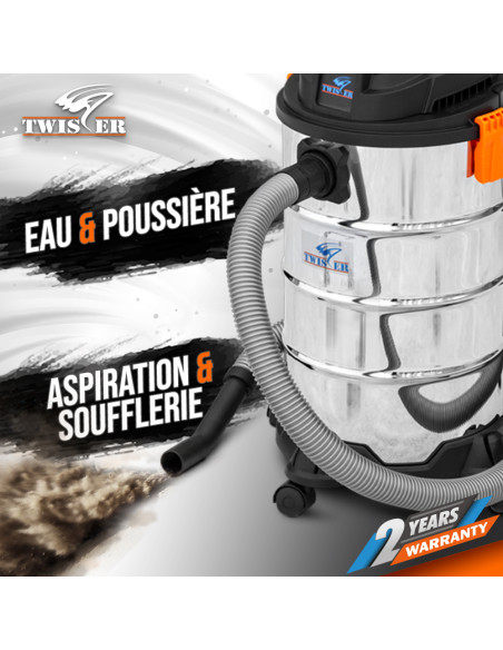 Aspirateur eau et poussières 1250W - 30L Inox