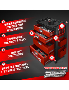 Servante d atelier 5 tiroirs + Acc - Movitools 2
