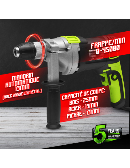 Perceuse à percussion 850W mandrin auto. 13mm