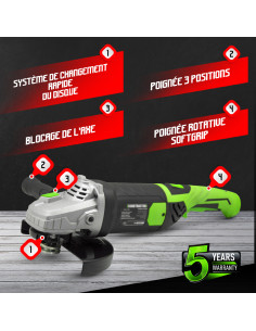 Meuleuse d angle 2350W - 230mm - Démarrage progressif - Poignée 2