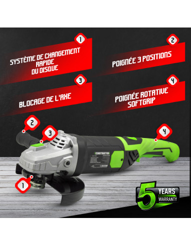 Meuleuse d angle 2350W - 230mm - Démarrage progressif - Poignée