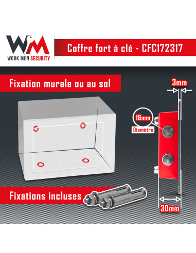 Coffre fort à clé 17x23x17cm - Work Men