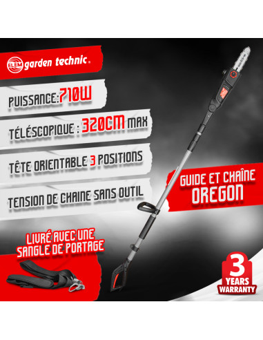 Scie à ébrancher sur perche 710W Guide Oregon 24cm