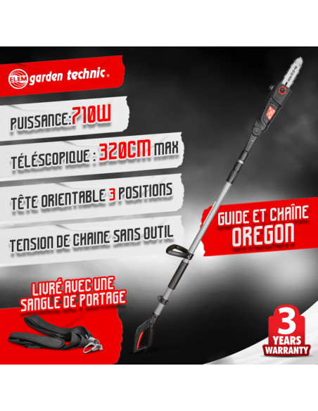 Scie à ébrancher sur perche 710W Guide Oregon 24cm