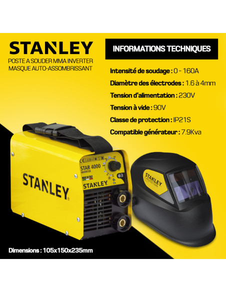 Poste à souder Inverter 160A + Masque 11DIN