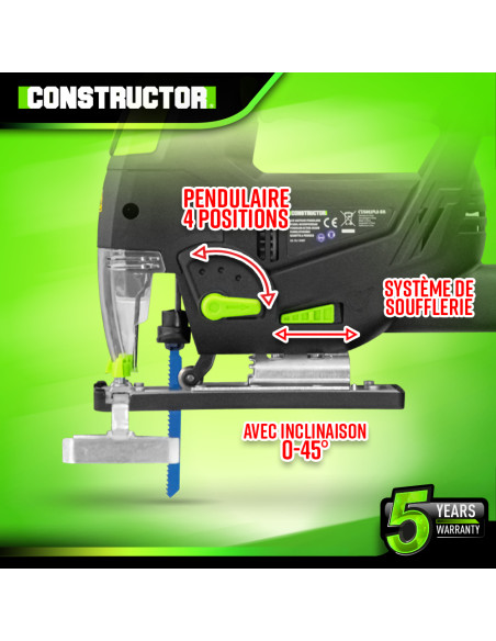 Scie sauteuse pendulaire 800W - Laser - Coffret de rangement -