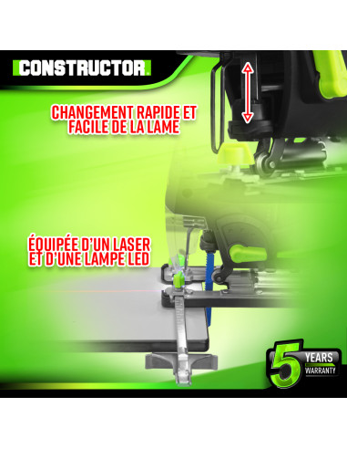 Scie sauteuse pendulaire 800W - Laser - Coffret de rangement -