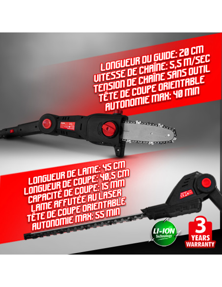 Outil de jardin multifonctions 4en1 sans fil 20V