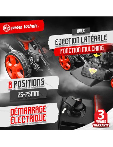 Tondeuse thermique 173cc 51cm Démarrage électrique