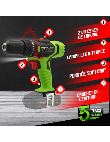 Perceuse visseuse percussion max 20V sans batterie - Mandrin