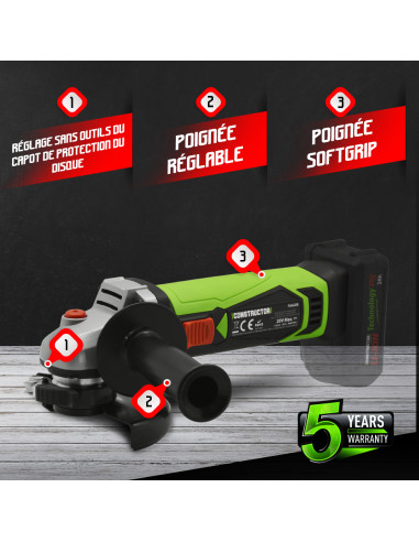 Meuleuse d angle sans fil 20V Livrée sans batterie