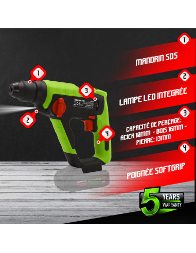 Marteau perforateur sans fil 20V - Sans batterie
